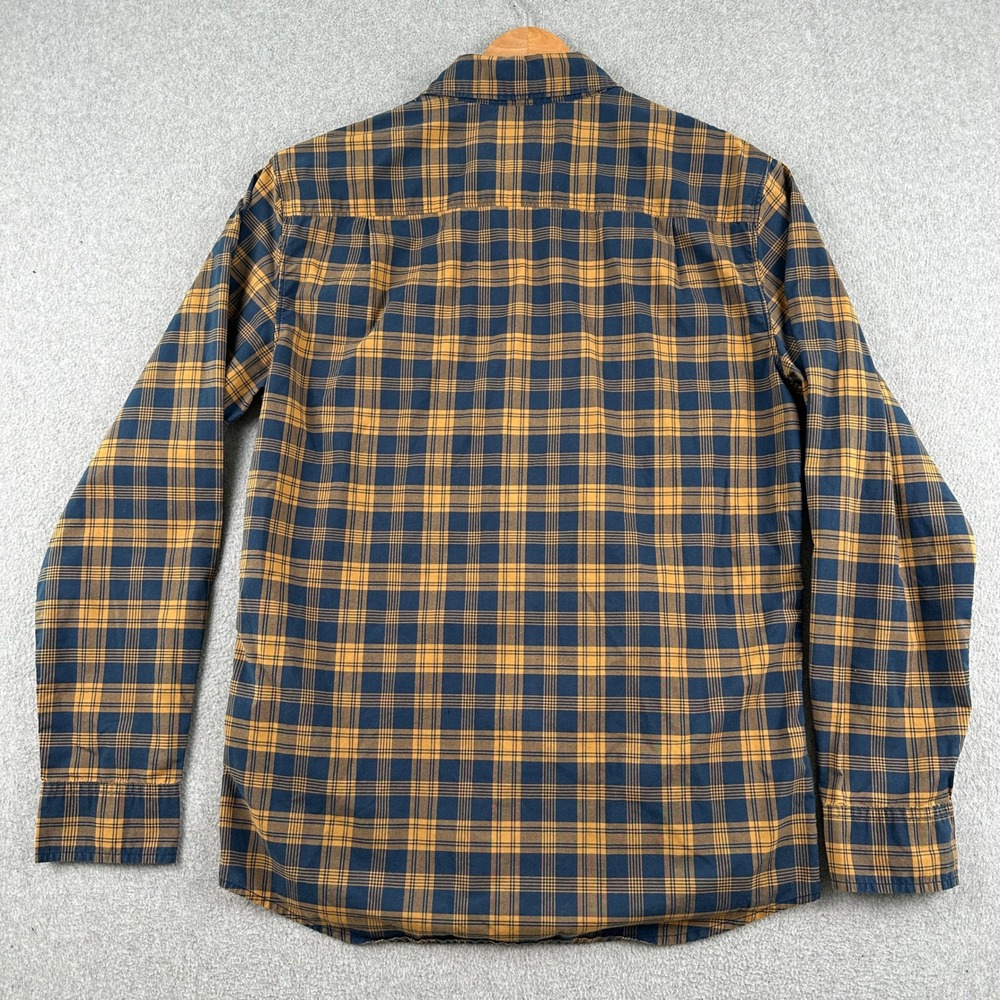 Fox Racing Button Up Shirt Mens Large Blue Yellow Plaid Heritage Long Sleeve - Picture 2 of 7